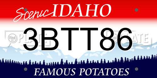3BTT86 Idaho License Plate