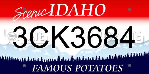 3CK3684 Idaho License Plate