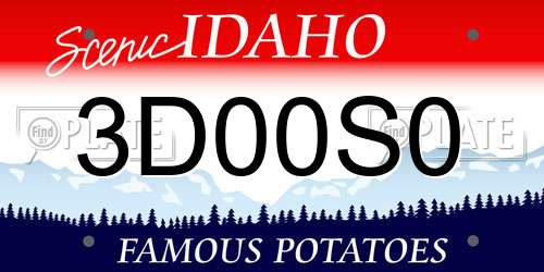 3D00S0 Idaho License Plate