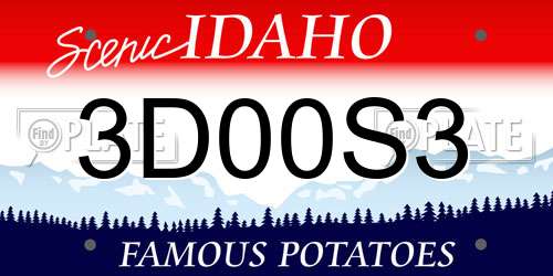 3D00S3 Idaho License Plate