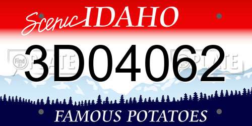 3D04062 Idaho License Plate
