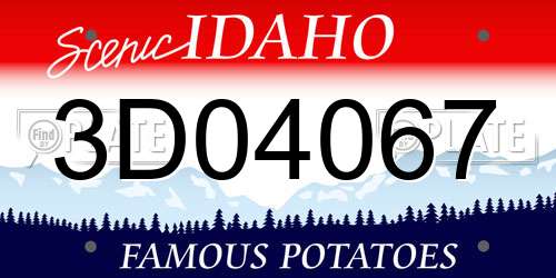 3D04067 Idaho License Plate