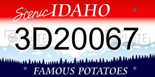 3D20067 Idaho License Plate