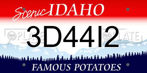 3D44I2 Idaho License Plate