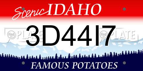 3D44I7 Idaho License Plate