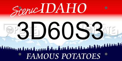 3D60S3 Idaho License Plate