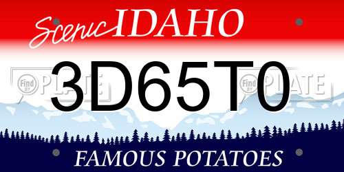 3D65T0 Idaho License Plate
