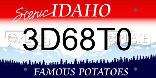 3D68T0 Idaho License Plate