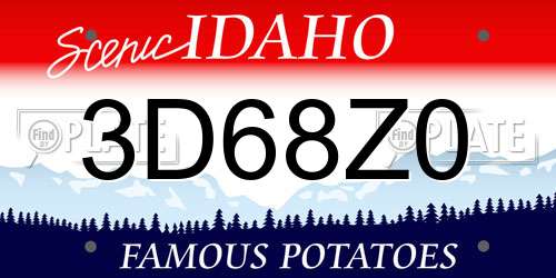 3D68Z0 Idaho License Plate