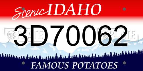 3D70062 Idaho License Plate