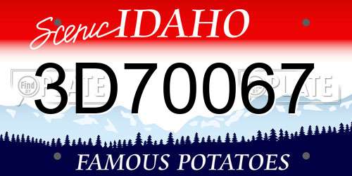 3D70067 Idaho License Plate