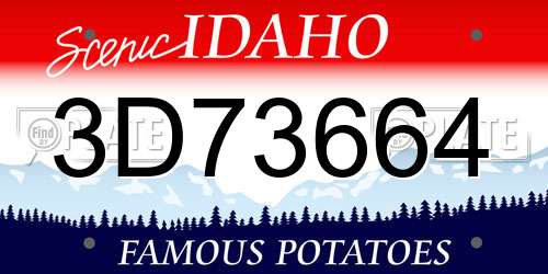 3D73664 Idaho License Plate