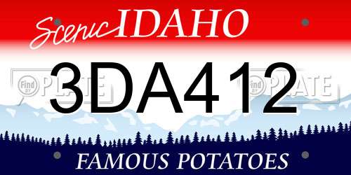 3DA412 Idaho License Plate