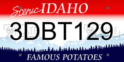 3DBT129 Idaho License Plate