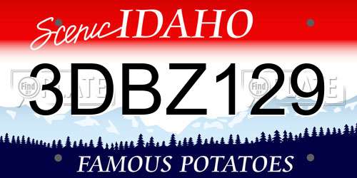 3DBZ129 Idaho License Plate