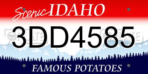3DD4585 Idaho License Plate