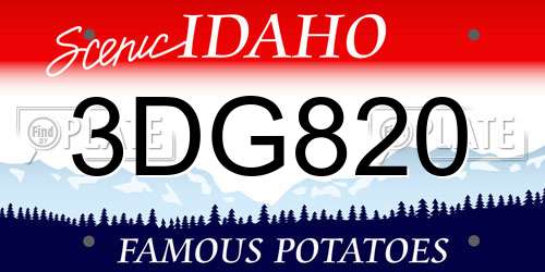 3DG820 Idaho License Plate