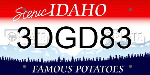 3DGD83 Idaho License Plate
