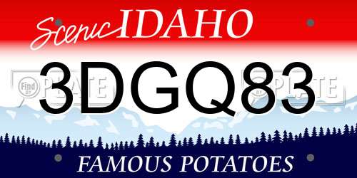 3DGQ83 Idaho License Plate