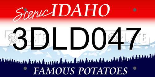 3DLD047 Idaho License Plate