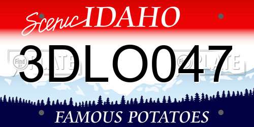 3DLO047 Idaho License Plate