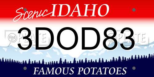 3DOD83 Idaho License Plate