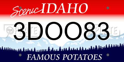 3DOO83 Idaho License Plate