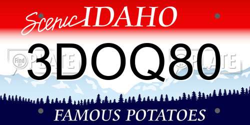 3DOQ80 Idaho License Plate