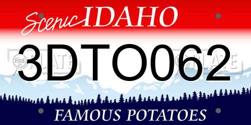 3DTO062 Idaho License Plate