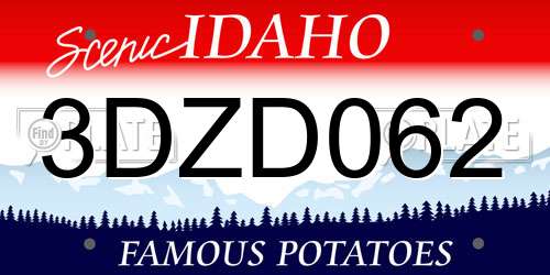 3DZD062 Idaho License Plate