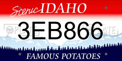 3EB866 Idaho License Plate