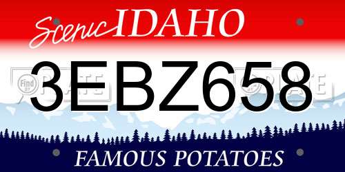 3EBZ658 Idaho License Plate