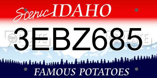 3EBZ685 Idaho License Plate