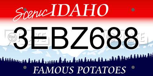 3EBZ688 Idaho License Plate