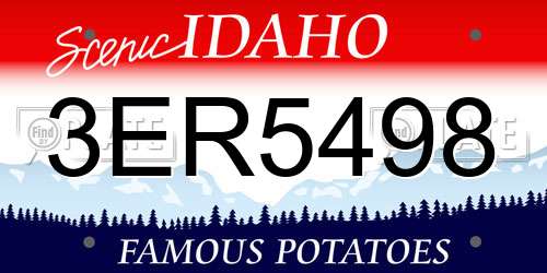 3ER5498 Idaho License Plate