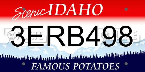 3ERB498 Idaho License Plate