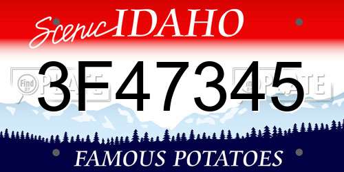 3F47345 Idaho License Plate