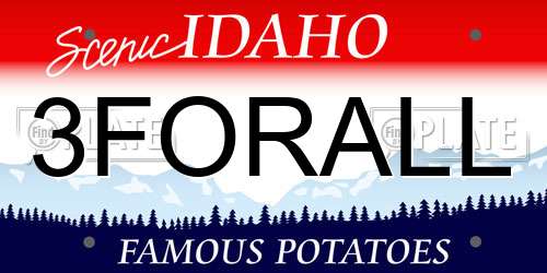 3FORALL Idaho License Plate