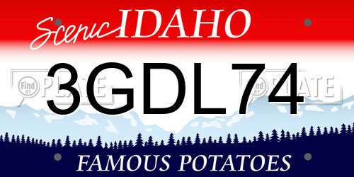 3GDL74 Idaho License Plate