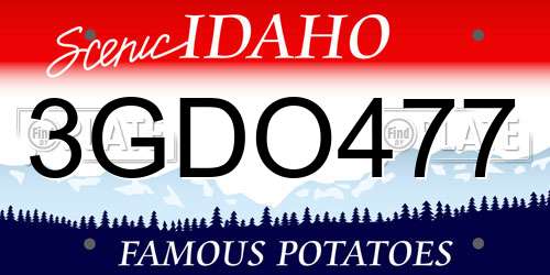 3GDO477 Idaho License Plate