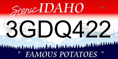 3GDQ422 Idaho License Plate