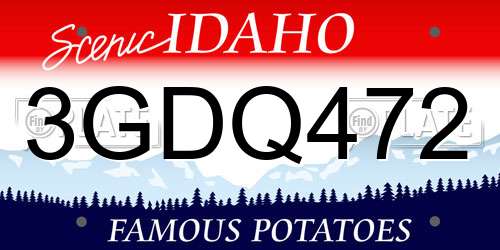 3GDQ472 Idaho License Plate