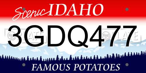3GDQ477 Idaho License Plate