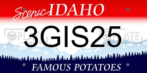 3GIS25 Idaho License Plate