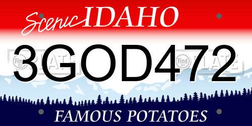 3GOD472 Idaho License Plate