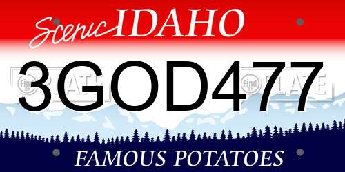 3GOD477 Idaho License Plate