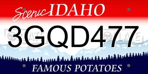 3GQD477 Idaho License Plate