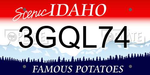3GQL74 Idaho License Plate