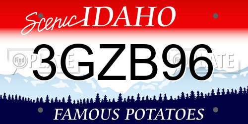 3GZB96 Idaho License Plate