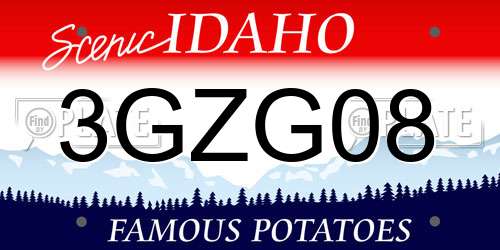 3GZG08 Idaho License Plate
